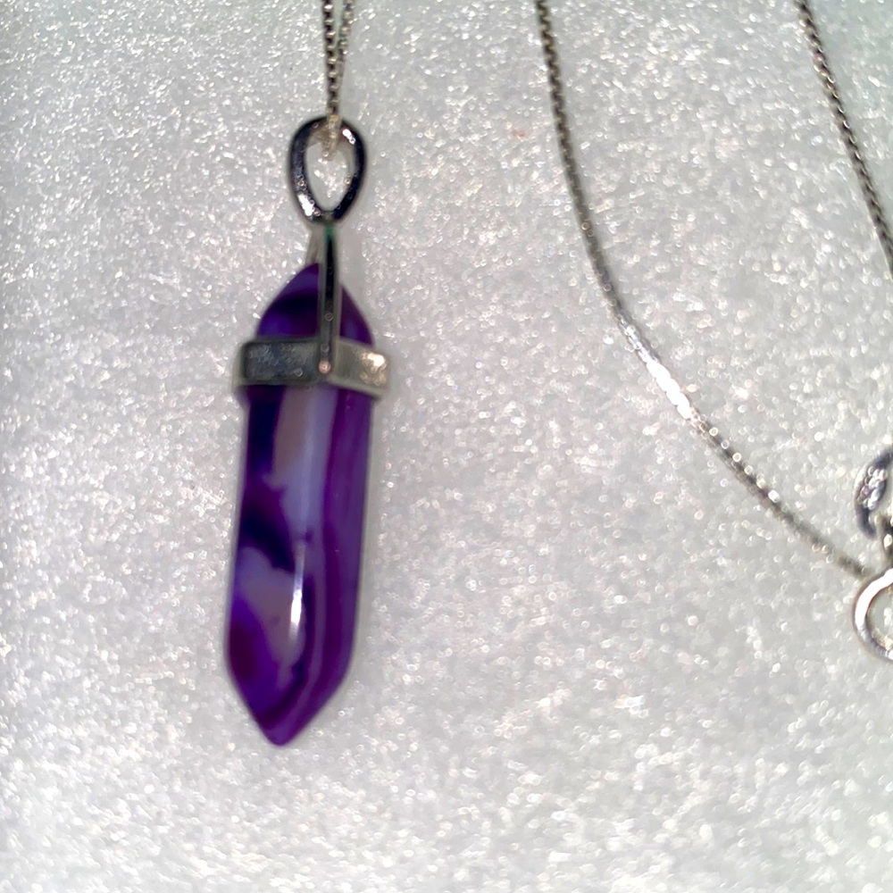 Boho hippie Amethyst Sterling Silver Necklace
